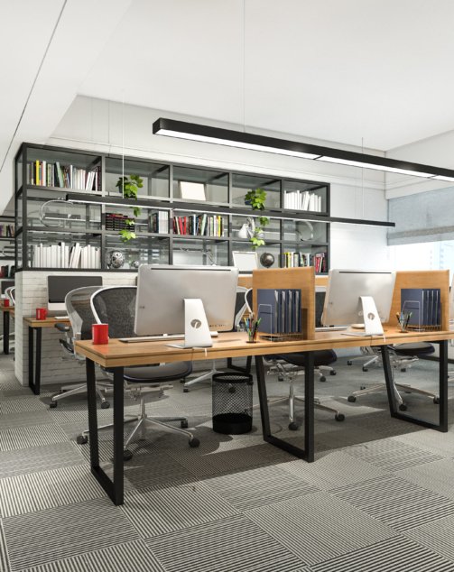 3d rendering business meeting and working room on office building