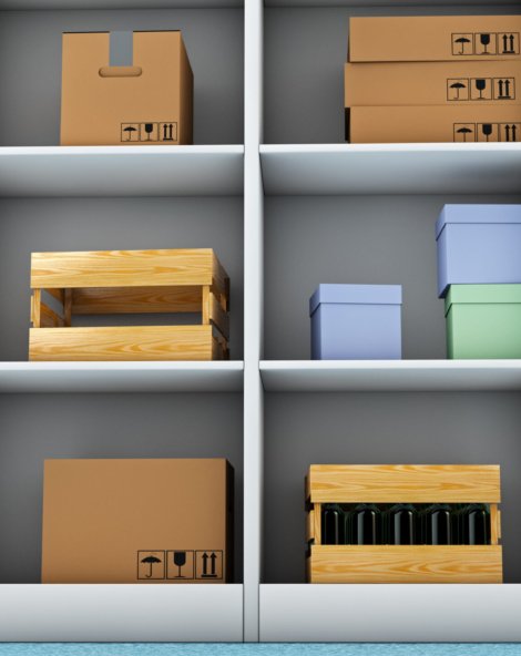 warehouse with a variety of goods, 3d render